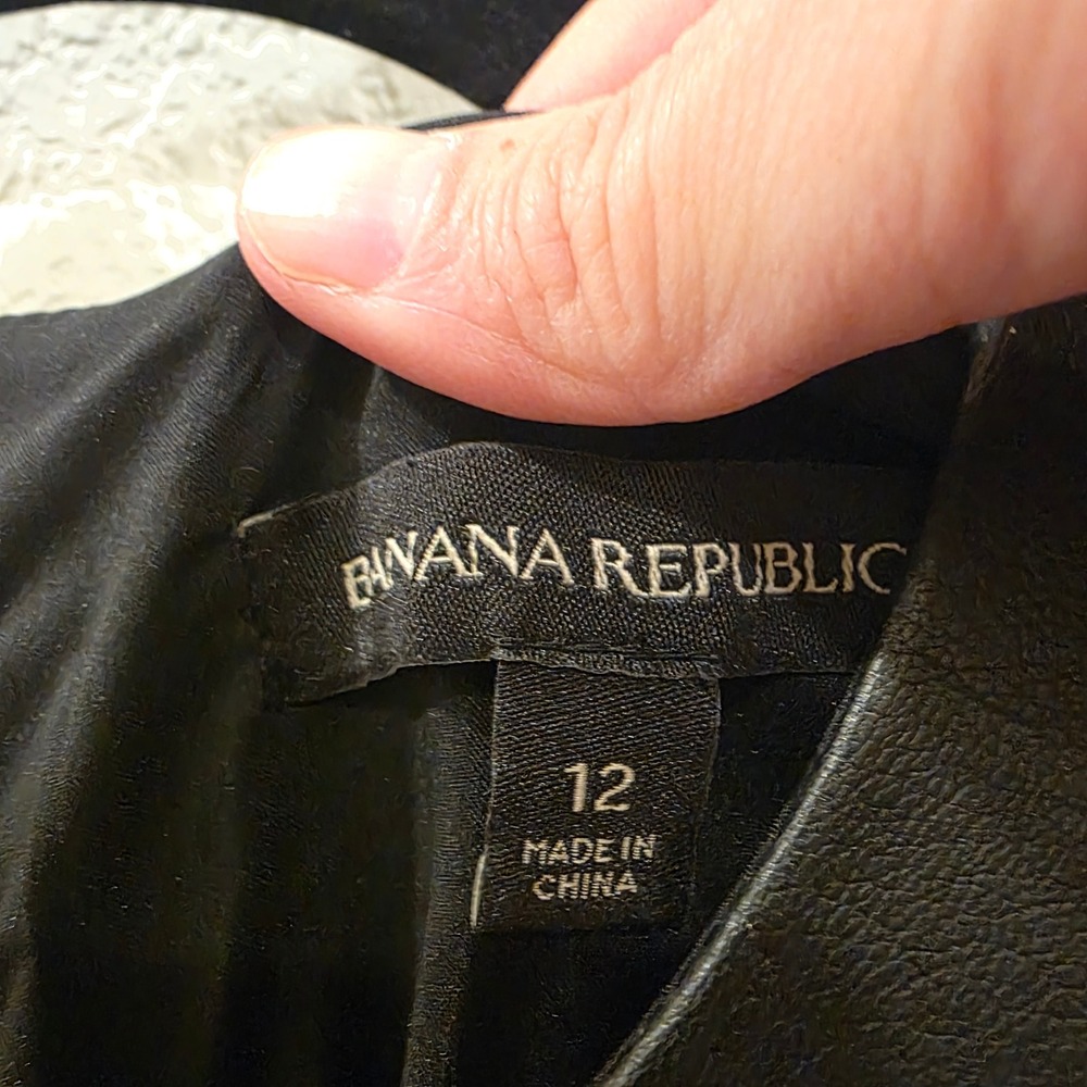 Banana Republic Dress Womens Size 12 Black Lamb Leather Front Shift Pockets - Picture 4 of 14